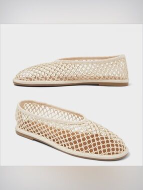 Memory Foam Insole Cream Breathable Crochet Slip-On Flats mesh shoes SZ6 NWT